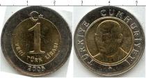 Продать Монеты Турция 1 лира 2005 Биметалл