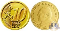 Продать Монеты Ватикан 10 евроцентов 2002 Латунь
