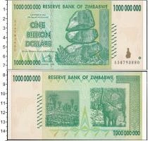 Продать Банкноты Зимбабве 1000000000 долларов 2008 