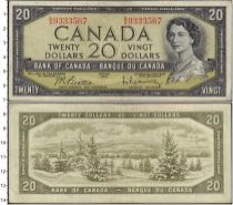 Продать Банкноты Канада 20 долларов 1954 