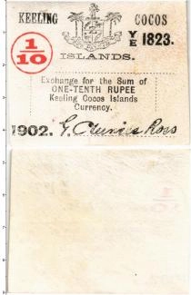 Продать Банкноты Кокосовые острова 1/10 рупии 1902 