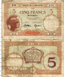 Продать Банкноты Новая Каледония 5 франков 1926 
