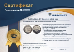монета - швейцария 20 франков - подробная информация фото 1
