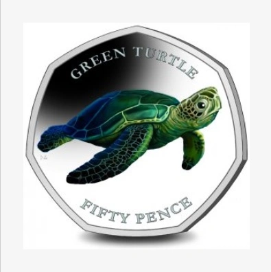 Фото Цветная монета с зел