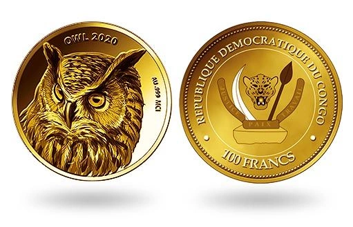 Фото Сова на золотой моне