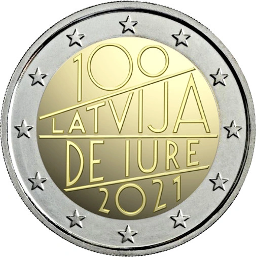 Фото 2 евро Латвии 2021 г