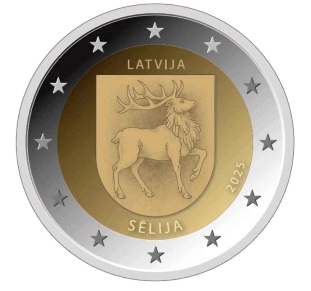 Изображение Герб региона Селия на 2 евро Фото Герб региона Селия н