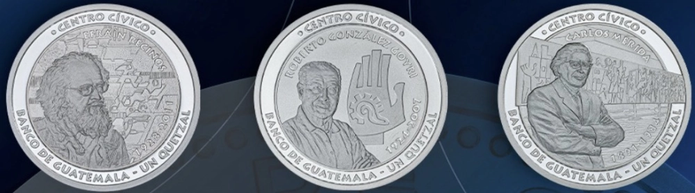 Изображение 80-летие Банка Гватемалы на 1 кетсале Фото 80-летие Банка Гвате