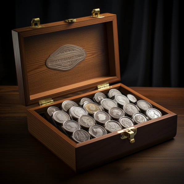 Подарок - набор монет из платины в роскошном футляре 