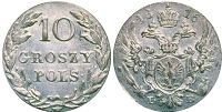 Монета 10 грошей 1816-1831 года 