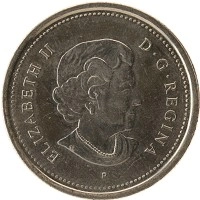 монета - канада 25 центов - подробная информация фото 1