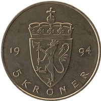 монета - норвегия 5 крон - подробная информация фото 1