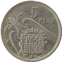 монета - испания 5 песет - подробная информация фото 1
