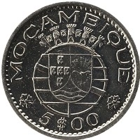 монета - мозамбик 5 эскудо - подробная информация фото 1