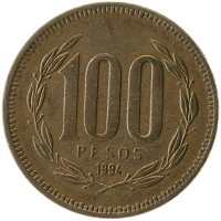 монета - чили 100 песо - подробная информация фото 1