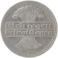 монета - веймарская республика 50 пфеннигов - подробная информация фото 1