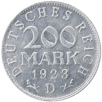 монета - веймарская республика 200 марок - подробная информация фото 1