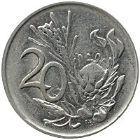 монета - юар 20 центов - подробная информация фото 1
