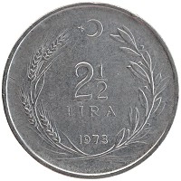 монета - турция 2 1/2 лира - подробная информация фото 1