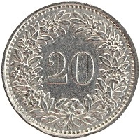 монета - швейцария 20 рапп - подробная информация фото 1