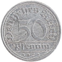 монета - веймарская республика 50 пфеннигов - подробная информация фото 1