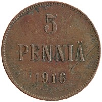 монета - 1894 – 1917 николай ii 5 пенни - подробная информация фото 1