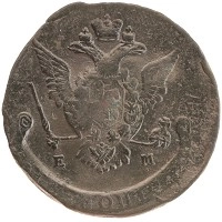монета - 1762 – 1796 екатерина ii 5 копеек - подробная информация фото 1