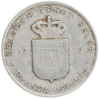монета - бельгийское конго 1 франк - подробная информация фото 1