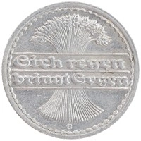монета - веймарская республика 50 пфеннигов - подробная информация фото 1