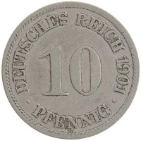 монета - германия 10 пфеннигов - подробная информация фото 1