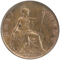 монета - великобритания 1/2 пенни - подробная информация фото 1