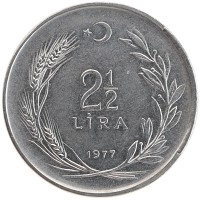 монета - турция 2 1/2 лиры - подробная информация фото 1