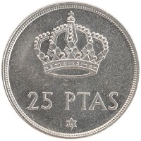 монета - испания 25 песет - подробная информация фото 1