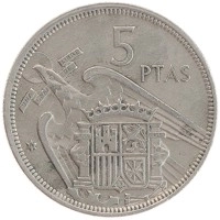 монета - испания 5 песет - подробная информация фото 1
