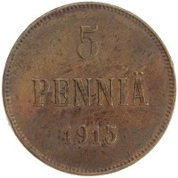 монета - 1894 – 1917 николай ii 5 пенни - подробная информация фото 1