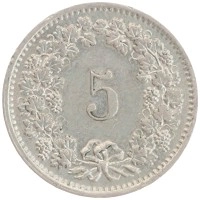 монета - швейцария 5 рапп - подробная информация фото 1