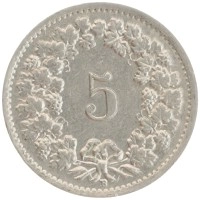 монета - швейцария 5 рапп - подробная информация фото 1