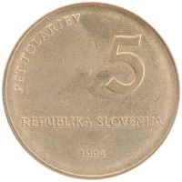 монета - словения 5 толаров - подробная информация фото 1