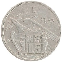 монета - испания 5 песет - подробная информация фото 1