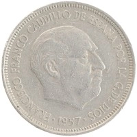монета - испания 5 песет - подробная информация фото 1