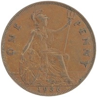 монета - великобритания 1 пенни - подробная информация фото 1