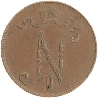 монета - 1894 – 1917 николай ii 5 пенни - подробная информация фото 1