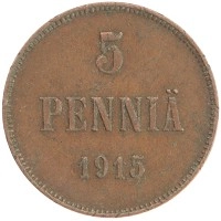 монета - 1894 – 1917 николай ii 5 пенни - подробная информация фото 1
