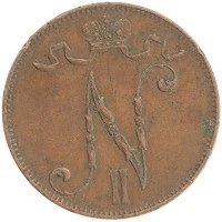 монета - 1894 – 1917 николай ii 5 пенни - подробная информация фото 1