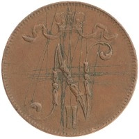 монета - 1894 – 1917 николай ii 5 пенни - подробная информация фото 1