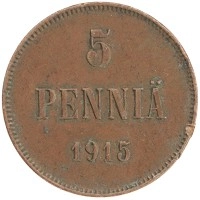 монета - 1894 – 1917 николай ii 5 пенни - подробная информация фото 1