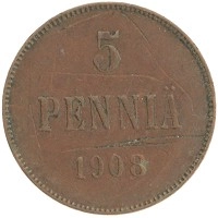монета - 1894 – 1917 николай ii 5 пенни - подробная информация фото 1