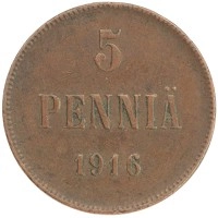 монета - 1894 – 1917 николай ii 5 пенни - подробная информация фото 1