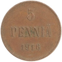 монета - 1894 – 1917 николай ii 5 пенни - подробная информация фото 1