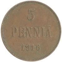 монета - 1894 – 1917 николай ii 5 пенни - подробная информация фото 1